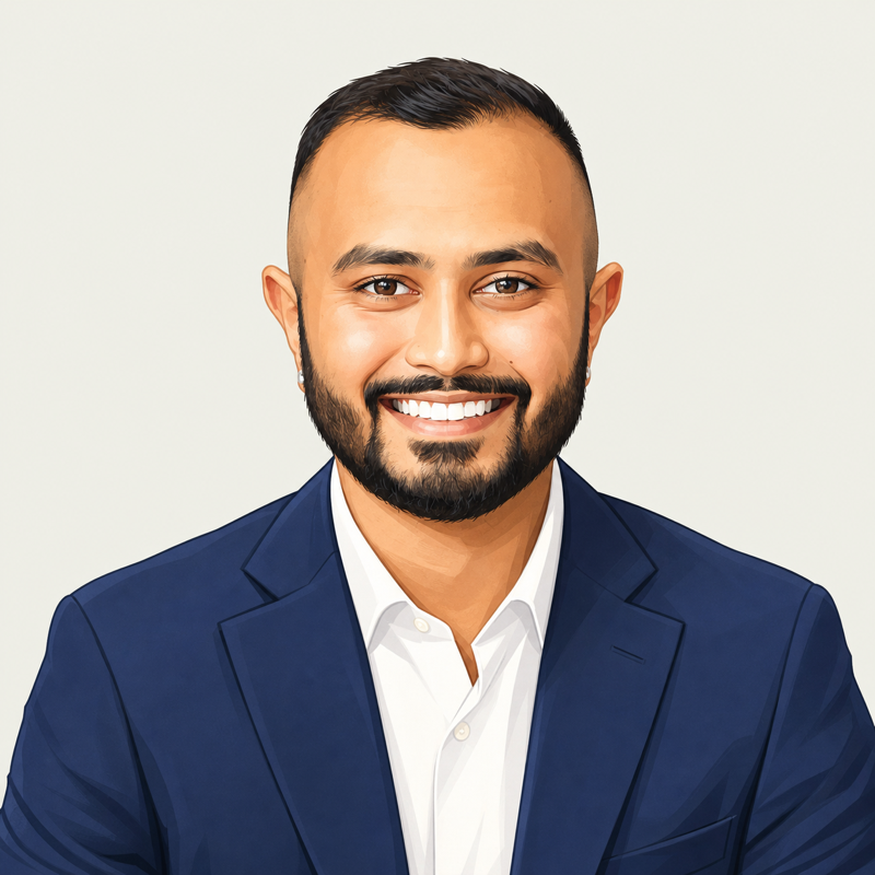 Illustrated portrait of Vishang Patel